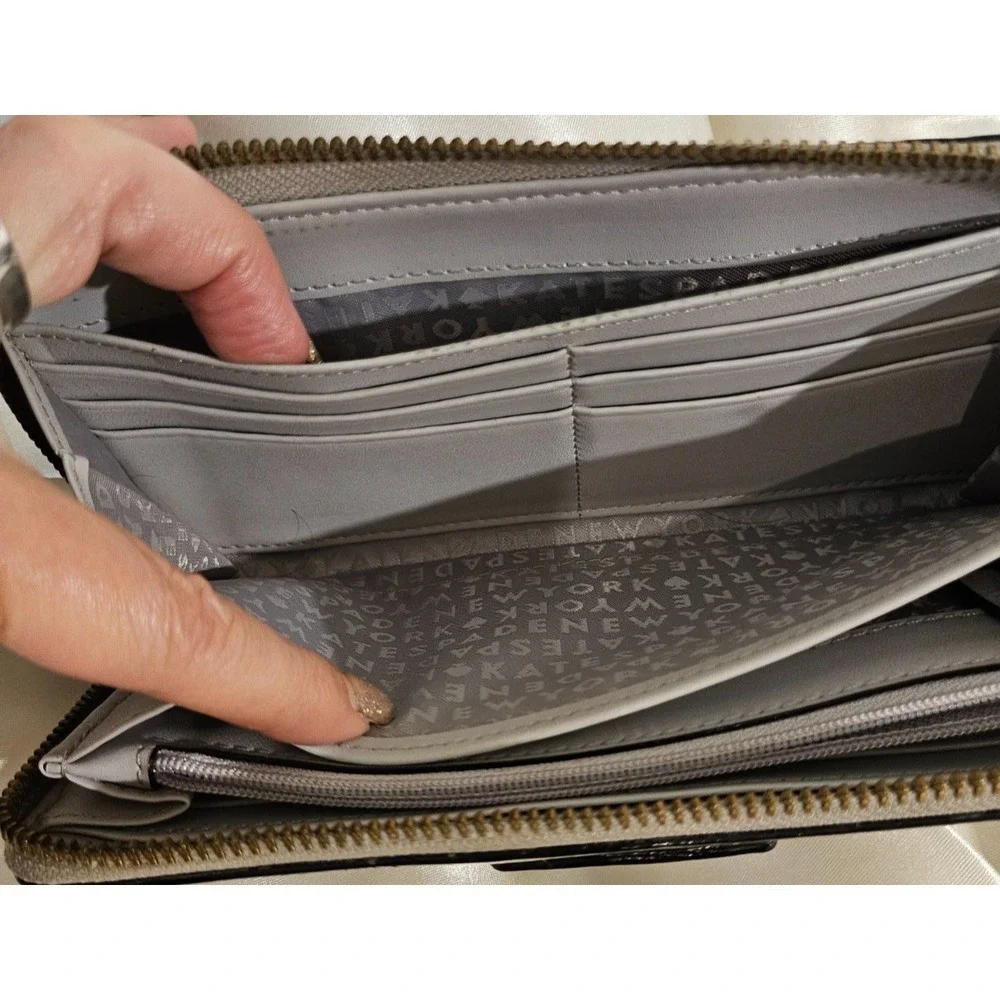 KATE SPADE Neda Grove Street Knowledge Full Zip Long Continental Wallet Grey